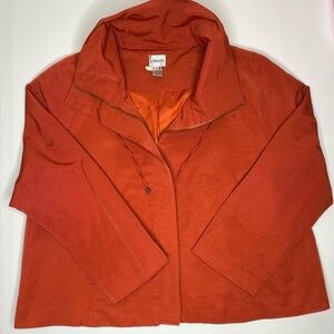 Chicos Burnt Orange Cropped Swing Jacket Sz 3 XL Like New